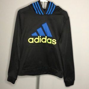 Adidas Black Sweatshirt with Blue & Yellow Boy’s Sz L 14/16
